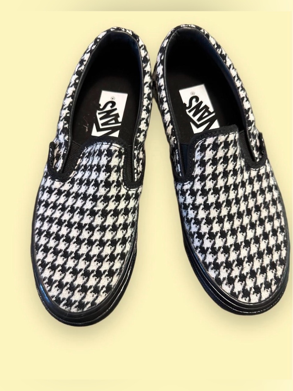 Vans Women's Slip-On Sneakers in Black & White Houndstooth